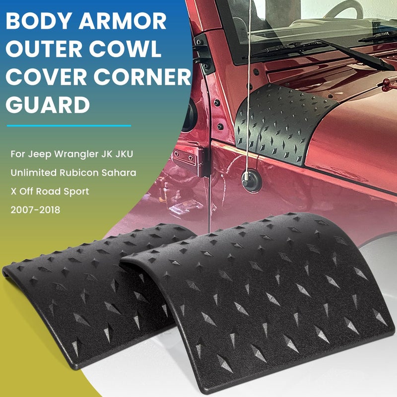 Danti Body Armor Outer Cowling Cover Corner Guard for Jeep Wrangler JK JKU Unlimited Rubicon Sahara X Off Road Sport 2007-2018 (2PCS,Black) - Image 2